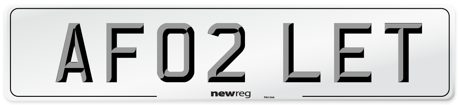 AF02 LET Number Plate from New Reg